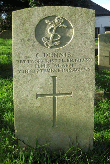 Charley Dennis gravestone in Longcross Cemetery Dartmouth