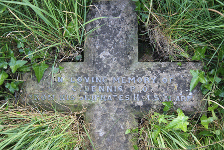 Charley Dennis marble cross in Longcross Cemetery, Dartmouth