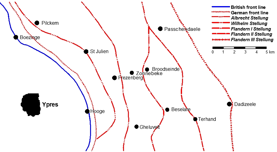 German defence in depth east of Ypres mid-1917