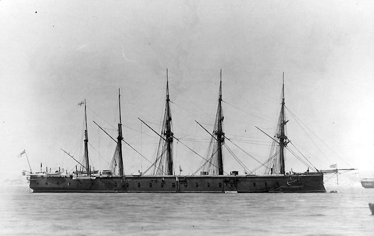 HMS Northumberland with five masts