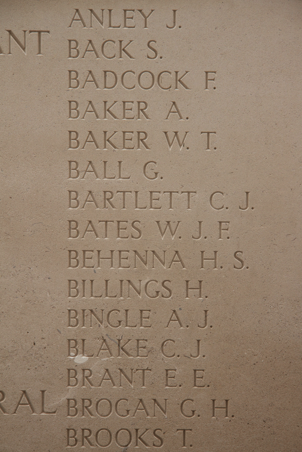 William Bates memorial at Menin Gate Ypres