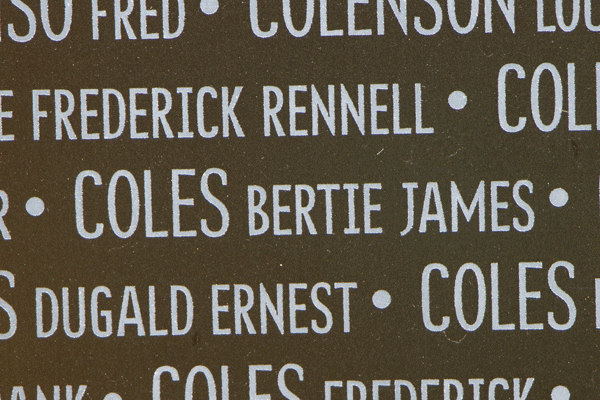 Bertie James Coles Ring of Memory memorial at Notre Dame de Lorette