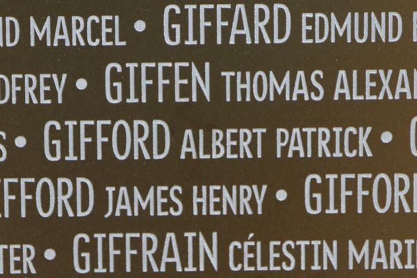 Albert Patrick Gifford Ring of Memory memorial at Notre Dame de Lorette
