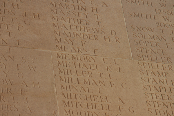 Ernest Leonard Memory at Thiepval Memorial