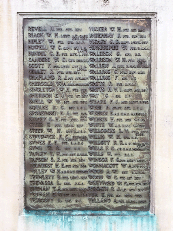 Richard Cleland Square Newton Abbot War Memorial
