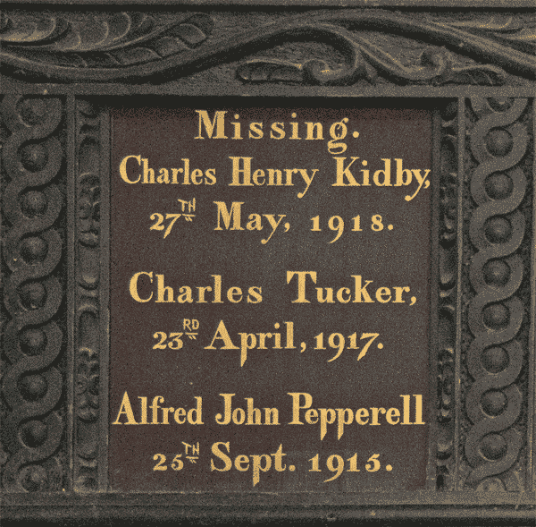 Kidby Tucker Pepperell Memorial Board in St Petrox