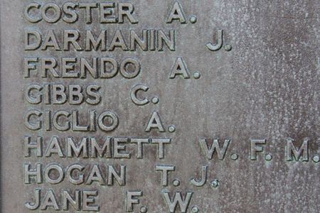 Charles Gibbs on Plymouth Naval Memorial