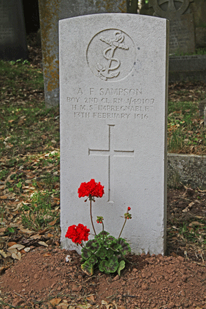 Albert Frederick Sampson Gravestone in St Clements Townstal Dartmouth