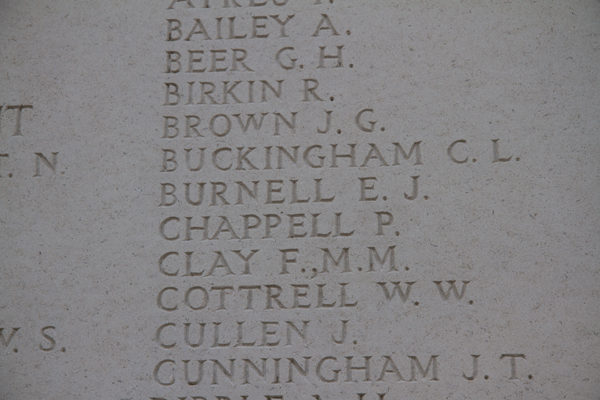 Edwin John Burnell Devonshires at Tyne Cot Memorial