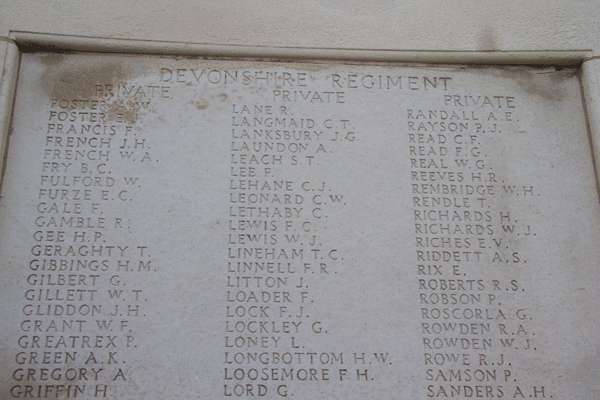 Thomas Rendle at Tyne Cot Memorial