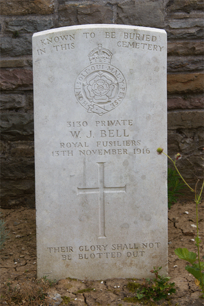 William Bell Headstone at Redan Ridge Cemetery