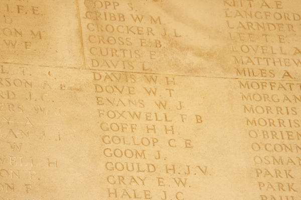 William John Evans at Arras Memorial