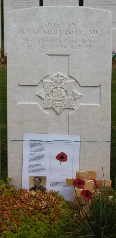 William Hodgson Gravestone in Devonshire Cemetery